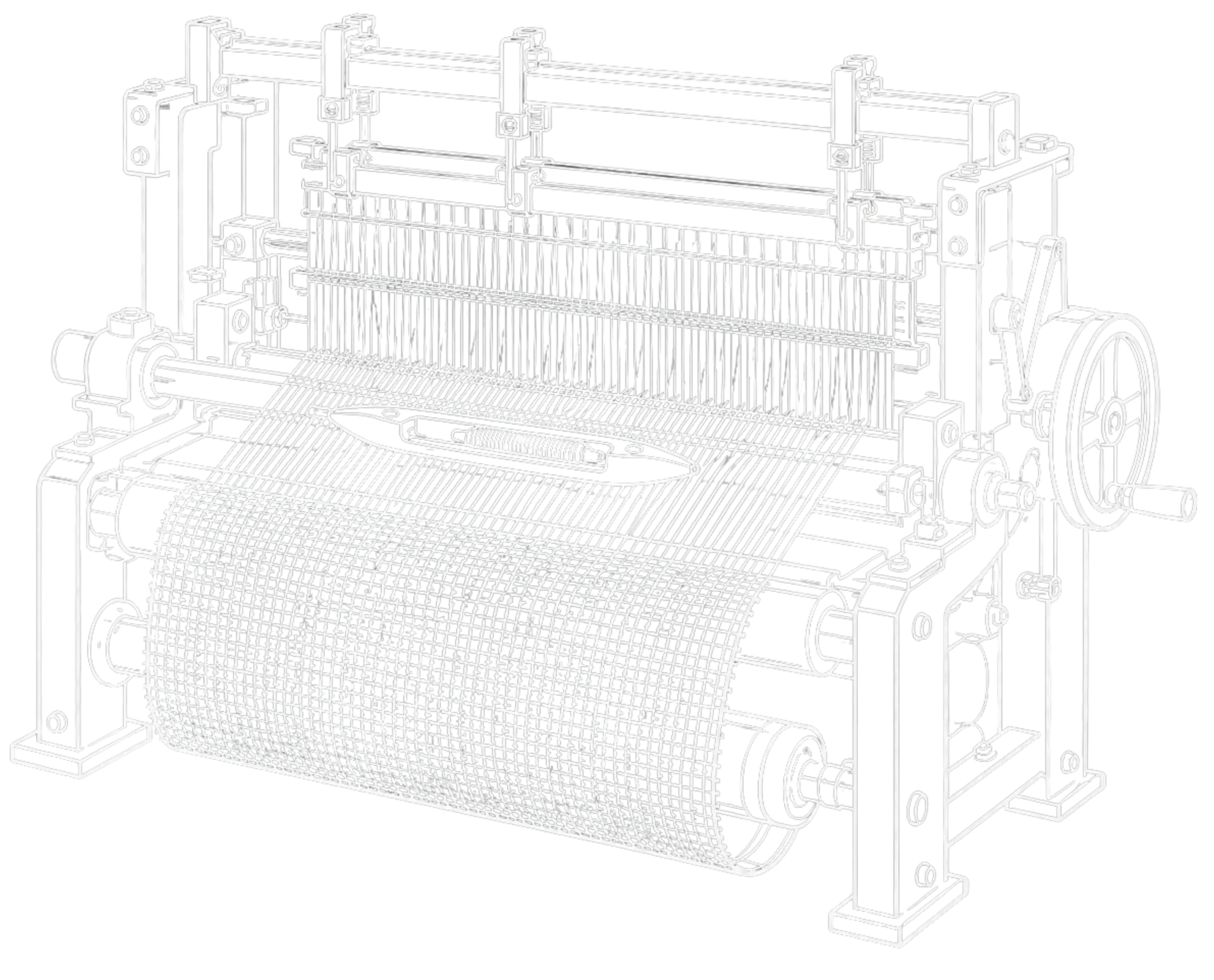 Industrial weaving loom producing woven fabric with cotton yarn